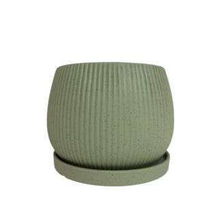 כלי קעור צורת ביצה קוטר 18 - ירוק פסים נקודות